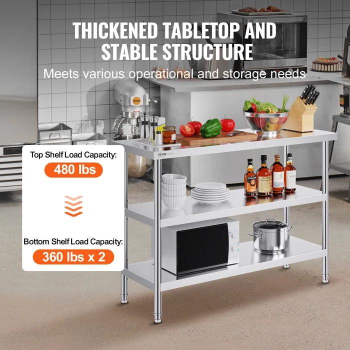 VEVOR VEVOR Stainless Steel Food Prep Table, Commercial Kitchen Worktable