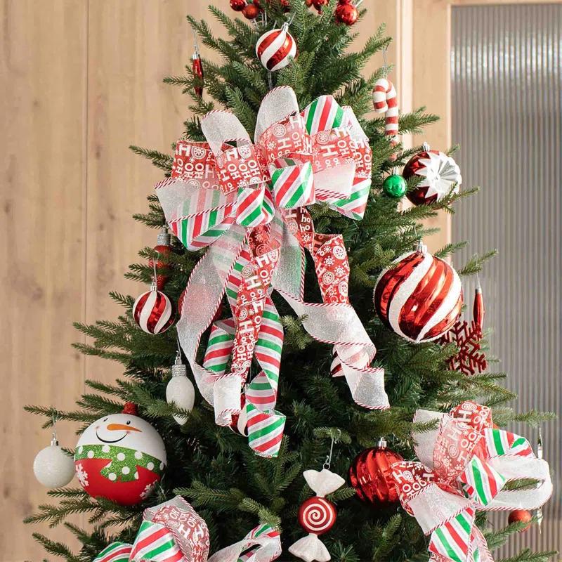 Glitzhome 178 Piece Christmas Ornaments , 4 Piece Candy Picks and 9 Piece Ribbon Bow Sets