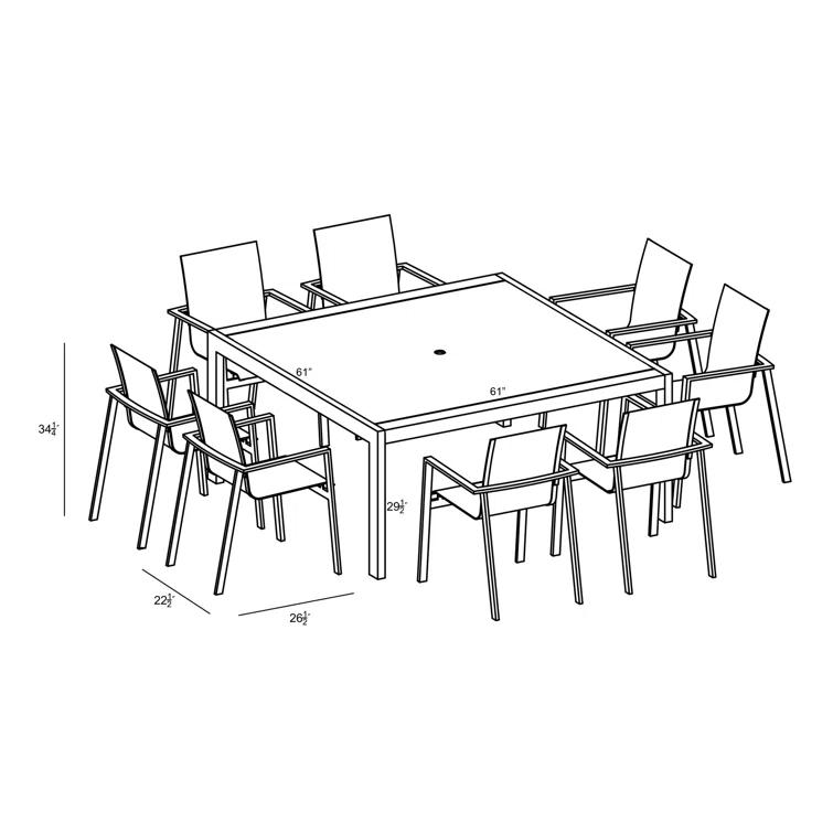 Placido Square 8 - Person Outdoor Dining Set