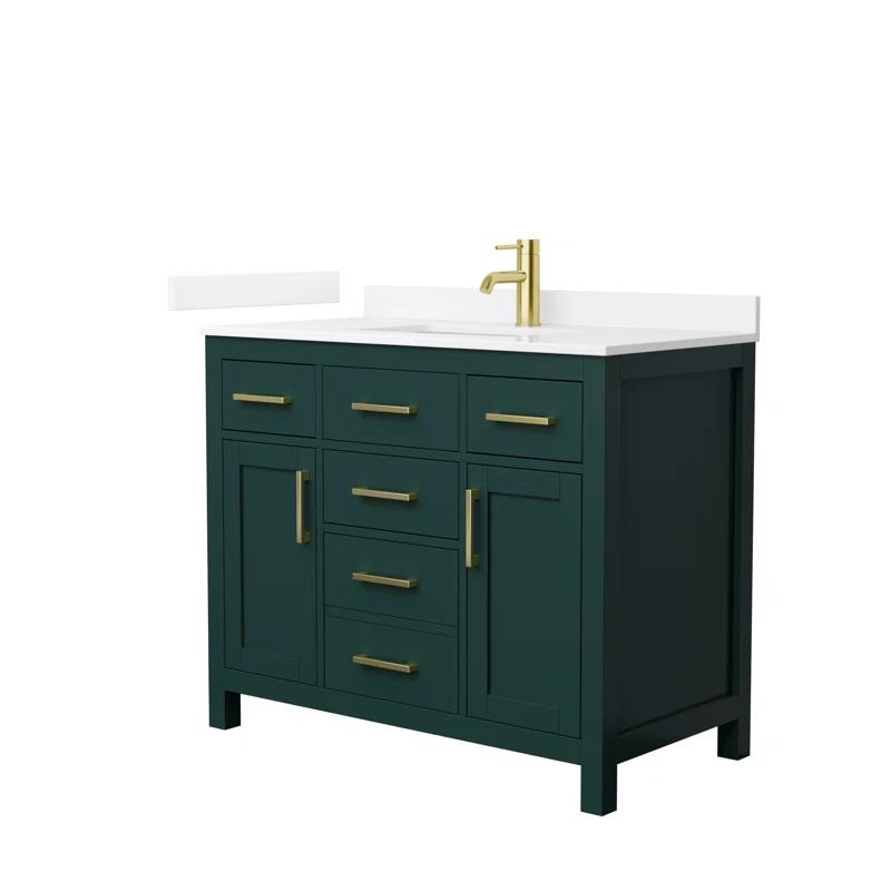 Wyndham Collection Beckett 42" Freestanding Single Bathroom Vanity with Quartz Top