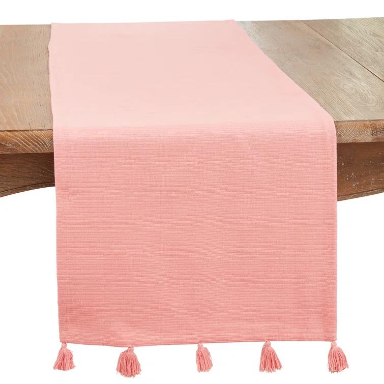 Saro Minimalist Luxe Tassel Table Runner