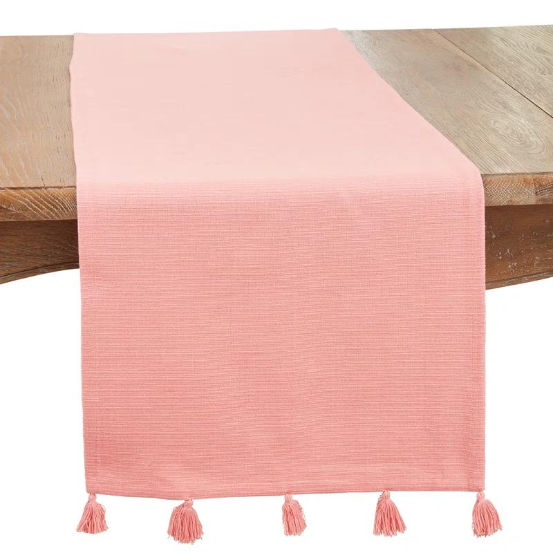 Saro Minimalist Luxe Tassel Table Runner