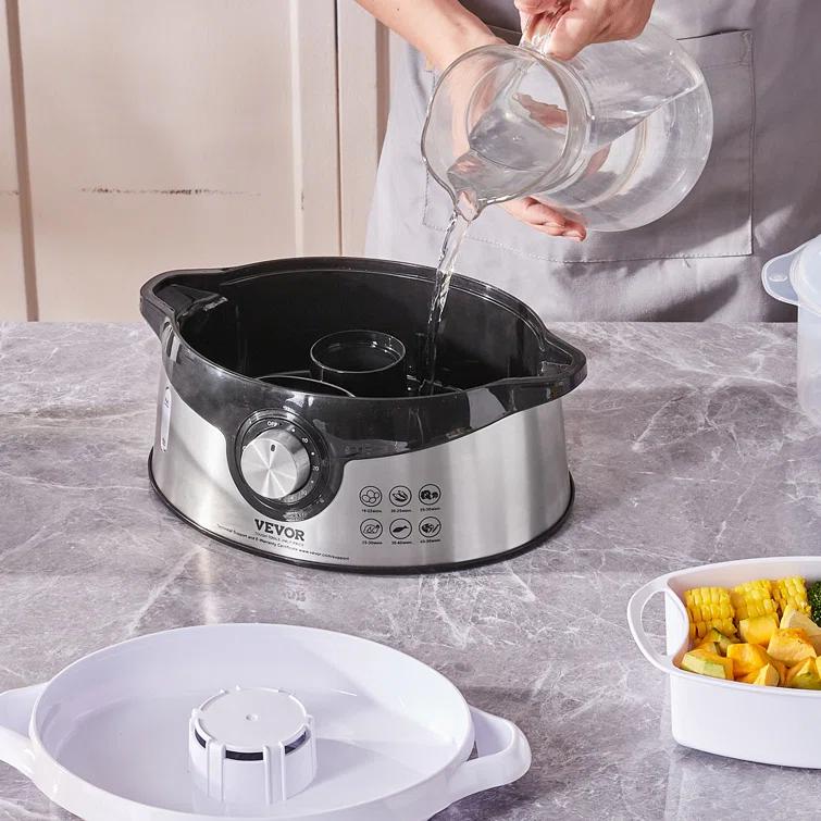 VEVOR VEVOR 9.5Qt Electric Food Steamer 3-Tier Vegetable Steamer & 60 Min Timer 800W