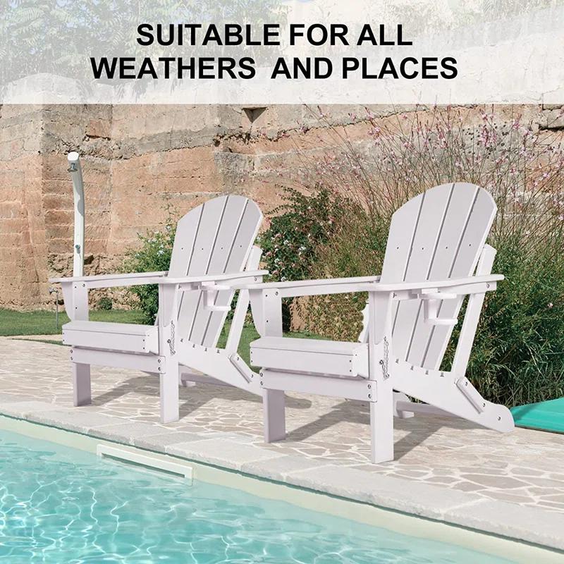 Winston Porter Folding Adirondack Chairs With Cushion, Hdpe Oversized Patio Chair Weather Resistant