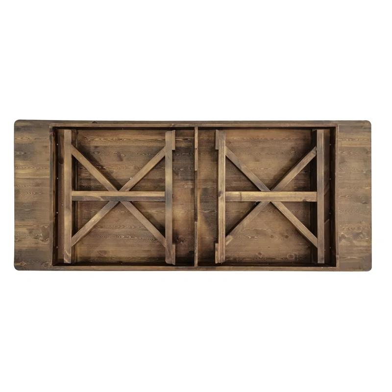 Flash Furniture Eternity Rectangular Solid Pine Farm Dining Table with Folding X-Style Legs