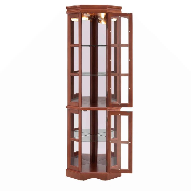Mugsy Corner Curio Cabinet With 5 Shelves And Lighting System(E26 Light Bulb Not Included)