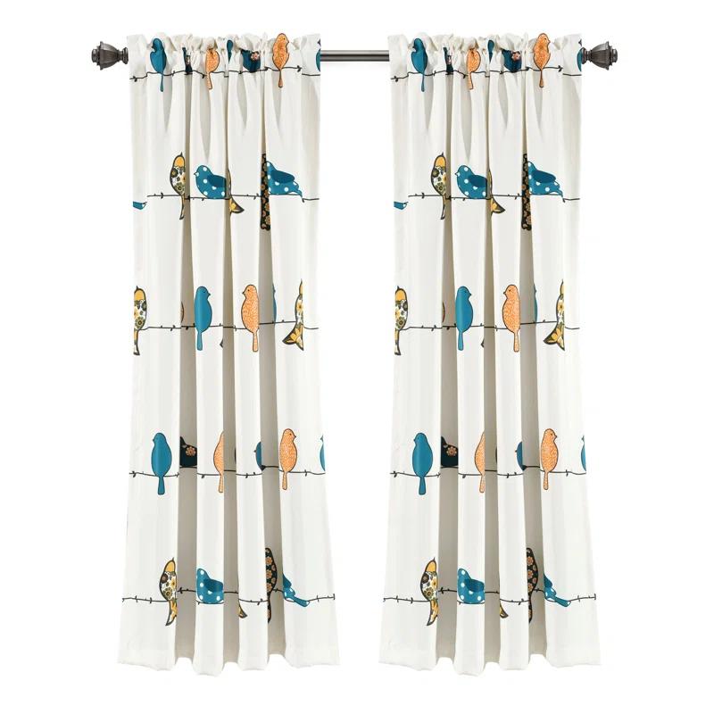 Frifoho Rowley Birds Room Darkening Thermal Rod Pocket Curtain Panels (Set of 2)