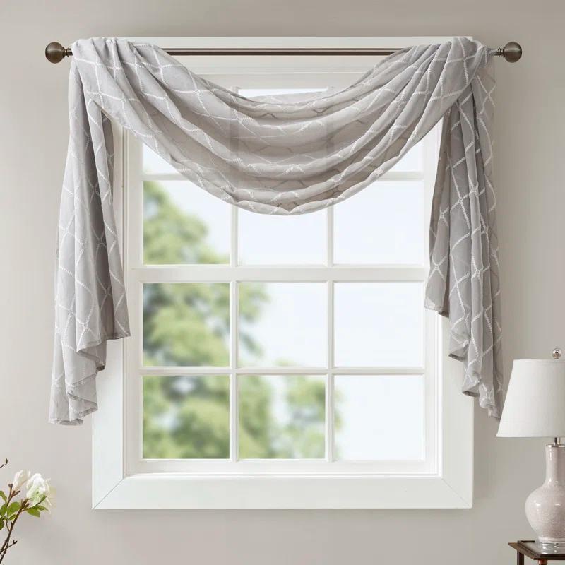 Madison Park Irina Solid Sheer Embroidered Single Window Scarf