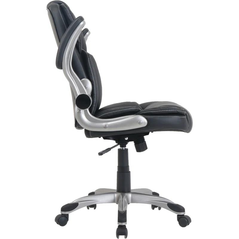 Lorell Soho Flip Armrest Mid-back Leather Chair | Wayfair