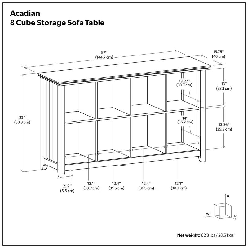 Simpli Home Acadian 57"W Solid Wood Storage Console Table
