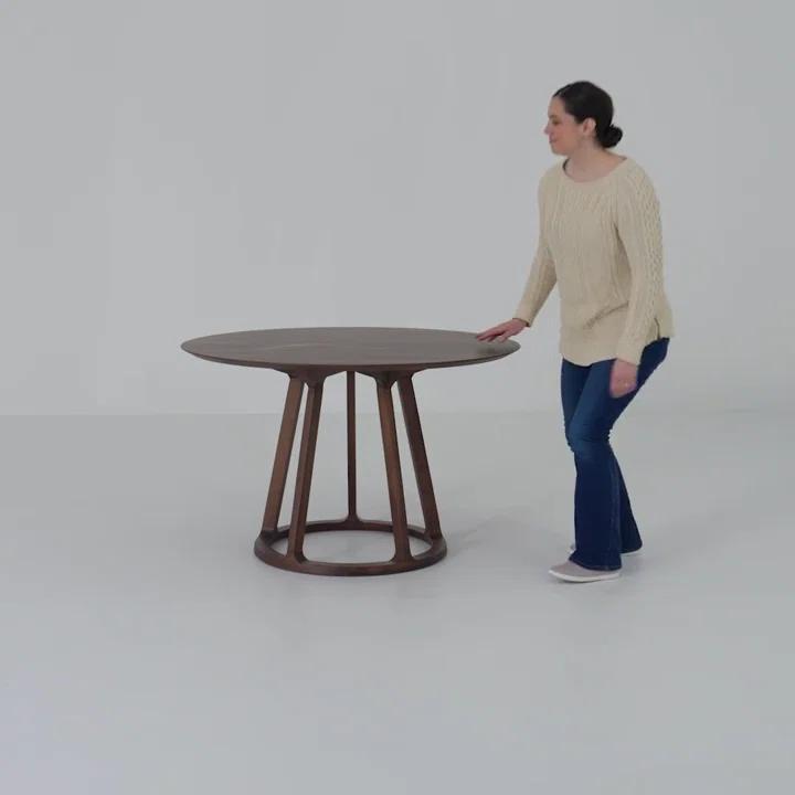 Elegant Mid-Century Modern Walnut Round Dining Table for Four
