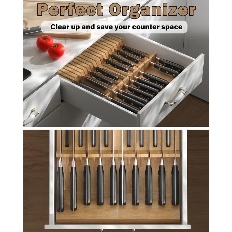 Cook N Home Cook N Home In-drawer Knife Block Organizer, 9-Slot Kitchen Knife Storage Holder