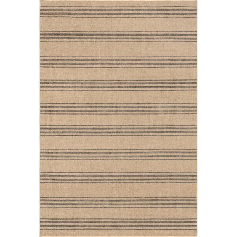 Bungalow Rose Hassell Lavina Striped Easy 100% recycled polyester Machine Washable Area Rug