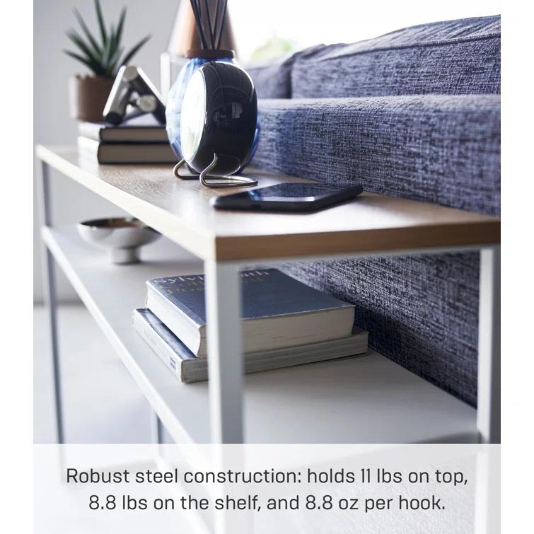 Yamazaki Home Tower Long Console Table For Entryway Or Hallways, Narrow Behind Sofa Table With Wooden Top And Metal Shelf - Shelf, 26" - Steel