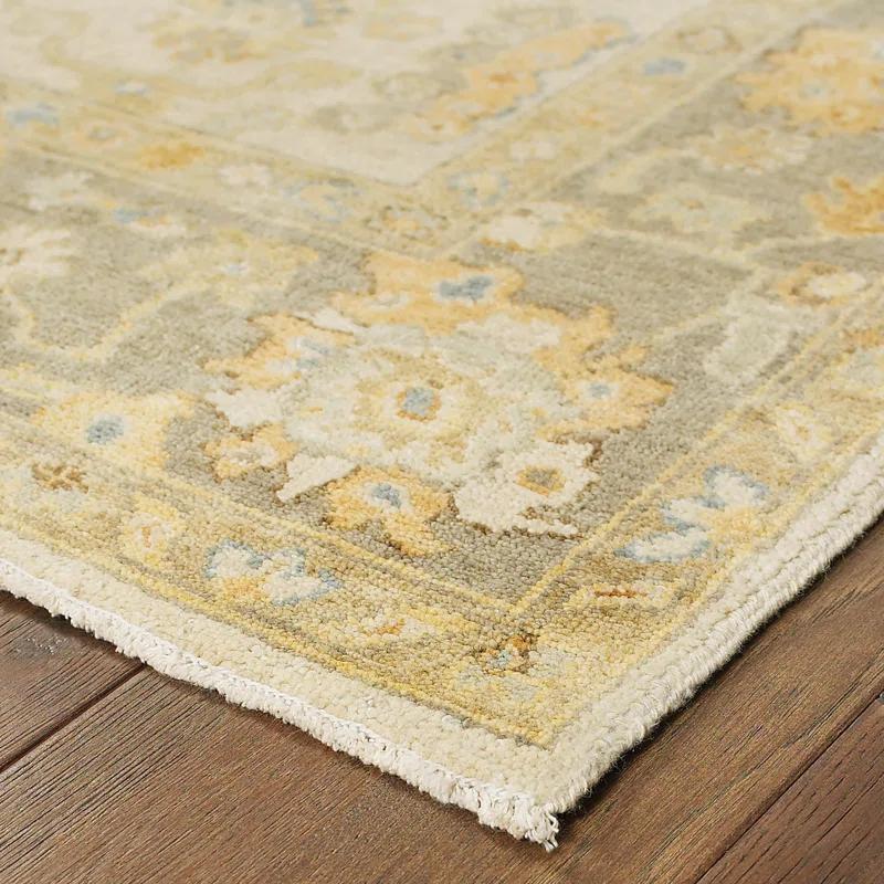 Palace Oriental Hand-Knotted Wool Beige/Gray Area Rug