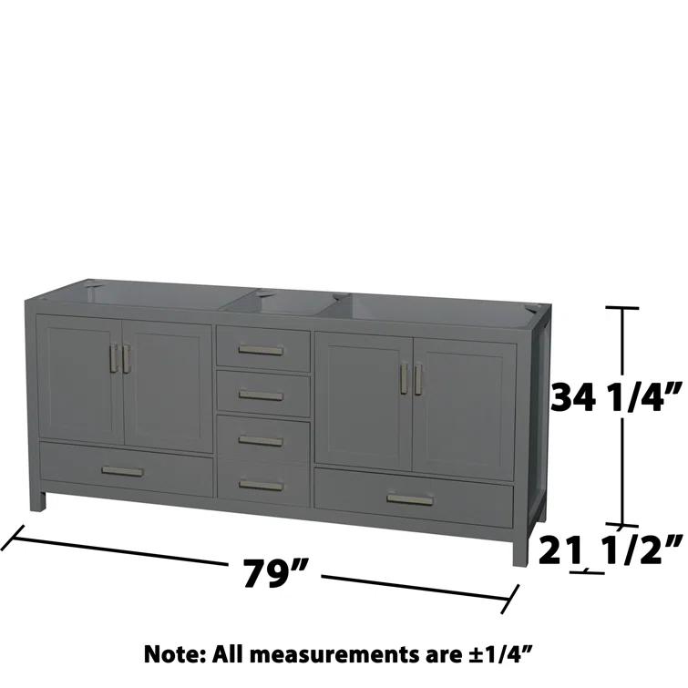 Wyndham Collection Sheffield 79" Freestanding Double Vanity Base Only