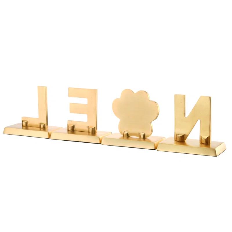 The Holiday Aisle® 5" Silver Sparkle NOEL Stocking Holders, 4-Pieces