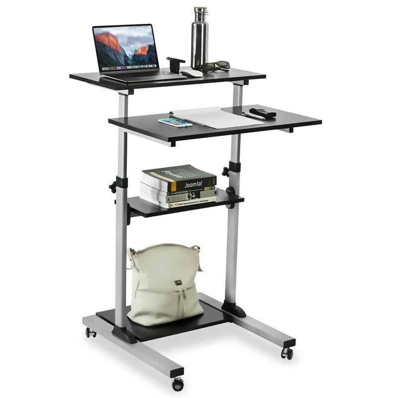 Mount-it Mount-It! Mobile Standing Desk and Rolling Presentation Cart ,27.5-Inch Platform, Locking Wheels