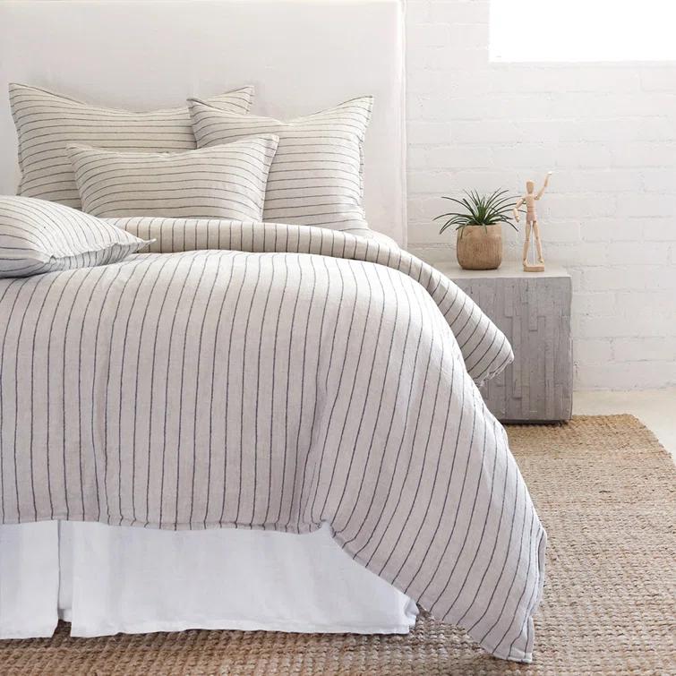 Blake Linen Sham by Pom Pom at Home - Flax and Midnight / Standard