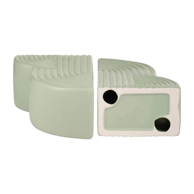 Arch Bookends - 13" x 10" Decorative Ceramic Book Holders - Book Lover Gift Idea (Set of 2)