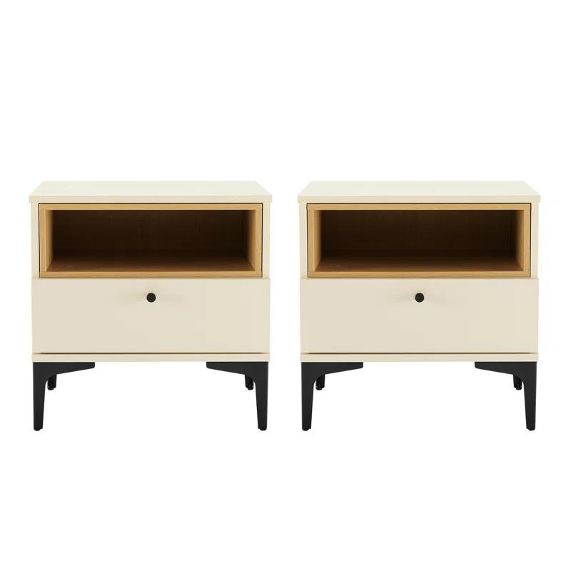 Ivy Bronx Modern Decatur Nightstand with 1 Full Extension Drawer and Metal Legs