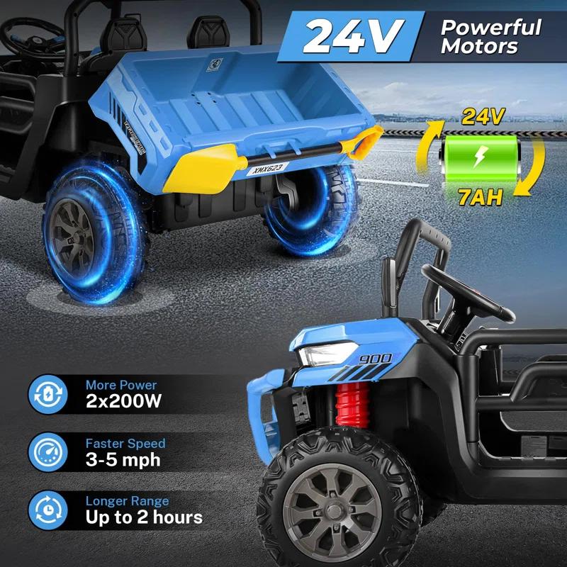 Himimi Delia Himimi 24 Voltage  Ride On Dump Truck, 2 Seater Kids UTV with Electric Dump Bed, Remote Control