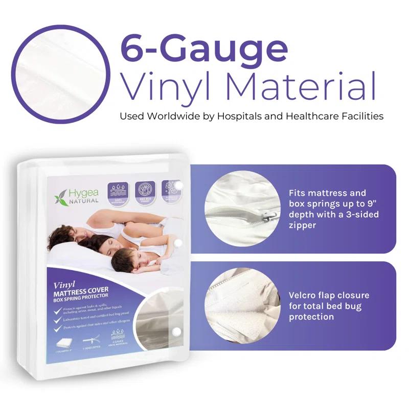 Hygea Natural 6 Gauge Vinyl Waterproof Zippered Box Spring / Mattress Protector