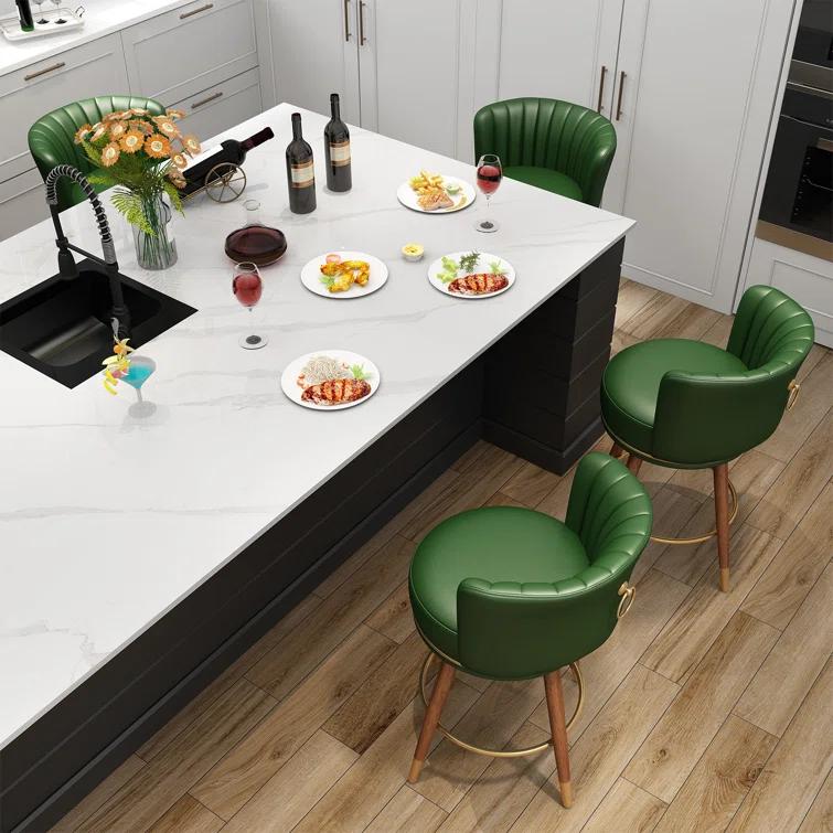 Everly Quinn Anneli Swivel 24'' Swivel Counter Height Bar Stools Counter Stools for Kitchen Island