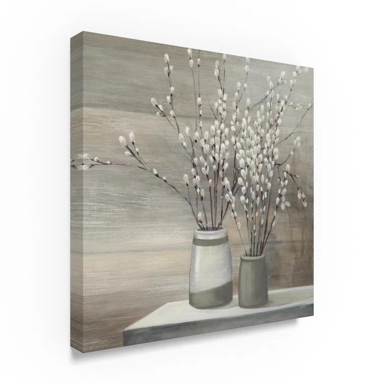 Trademark Fine Art " Pussy Willow Still Life Gray Pots Crop " by Julia Purinton