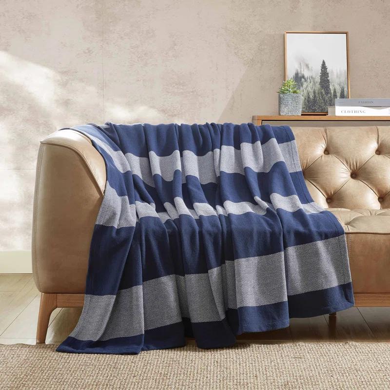 Eddie Bauer Eddie Bauer Boylston Stripe Cotton Reversible Blanket