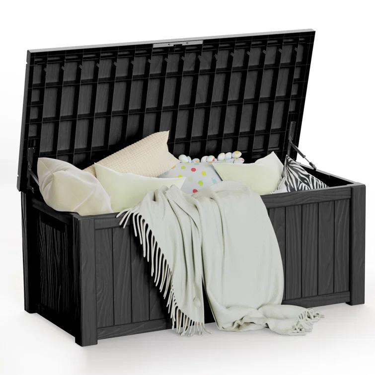 Hokku Designs Waterproof 120 Gallon Large Outdoor Indoor Patio Storage Deck Box , Outside Storage Bin for Cushion Pillows, Towels, Garden Tools