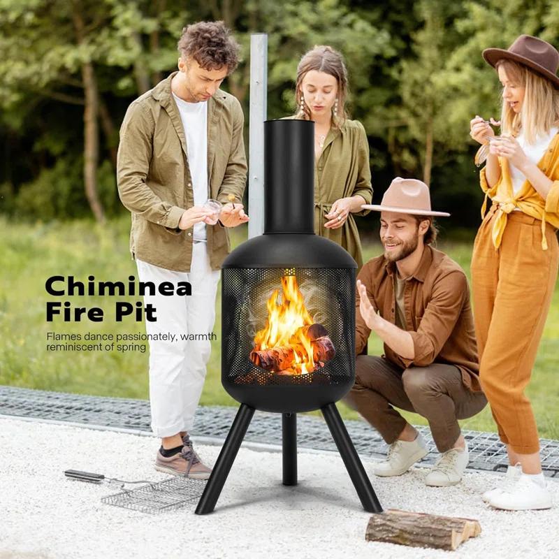 Romn 46.7'' H Steel Outdoor Chiminea
