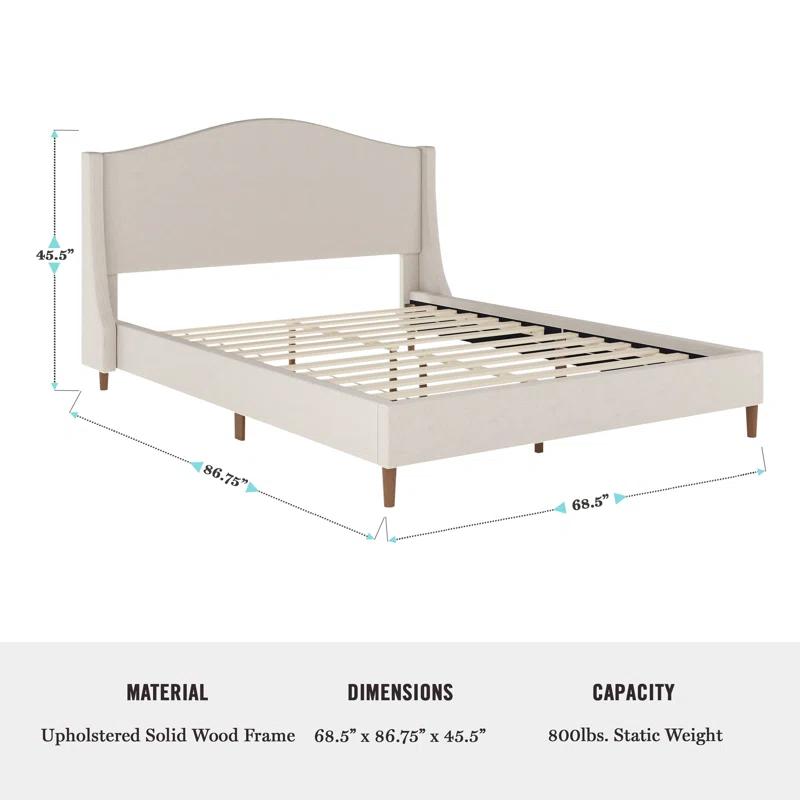 Martha Stewart Martha Stewart Amelia Upholstered Platform Bed With Curved Headboard