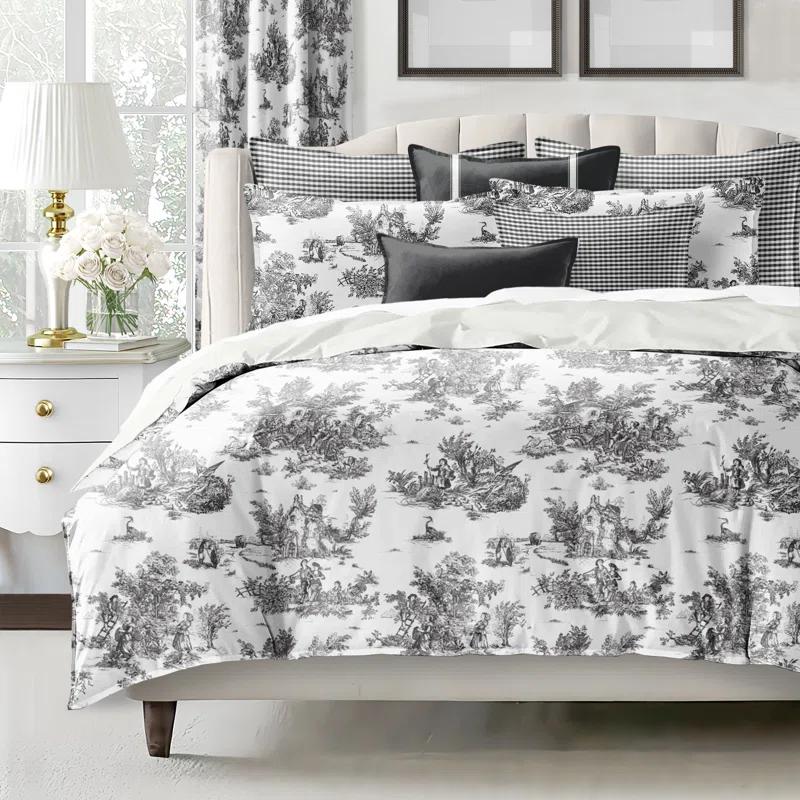 Jardin Du Jouy Toile Black Coverlet Set 8 Piece