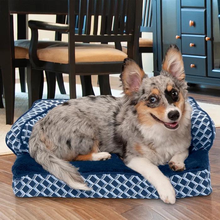 FurHaven Plush & Diamond Décor Comfy Couch Pet Bed