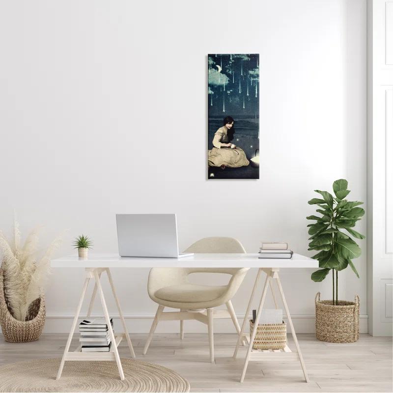 Stupell Industries " Raining Meteorites Stars Nighttime Moon Woman Scene " by Paula Belle Flores Painting Print