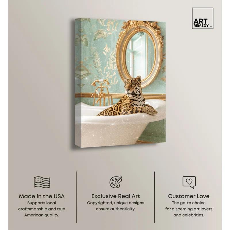 Art Remedy Jaguar Bathroom Canvas Jungle Bathroom Art by Art Remedy