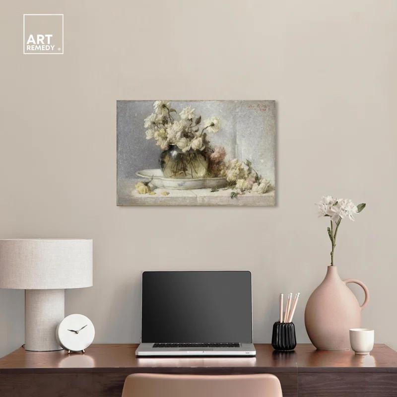 Art Remedy Roses by John Ferguson Weir Canvas Vintage Farm Wall Art by Art Remedy