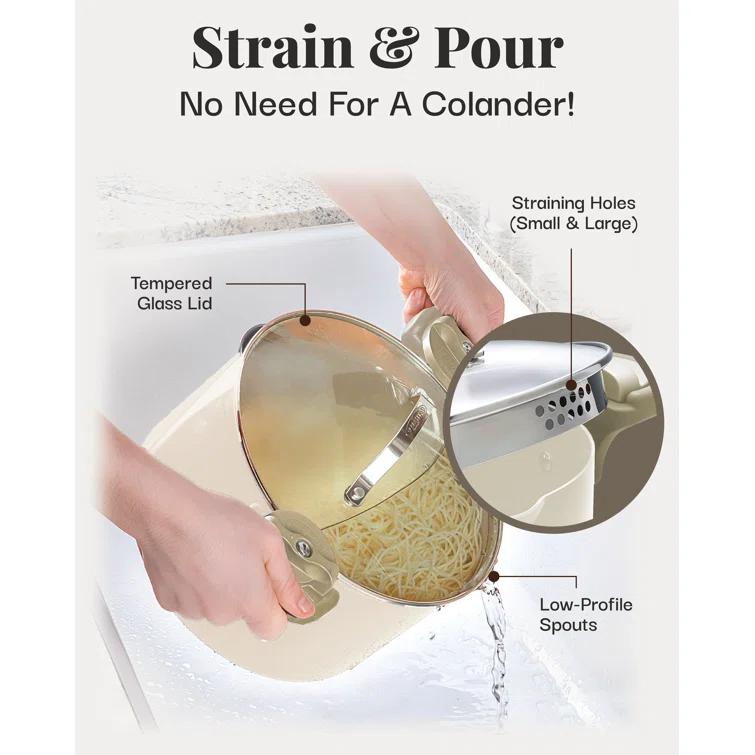 Gotham Steel Gotham Steel Stock Multipurpose Pasta Pot with Strainer Lid & Twist and Lock Handles