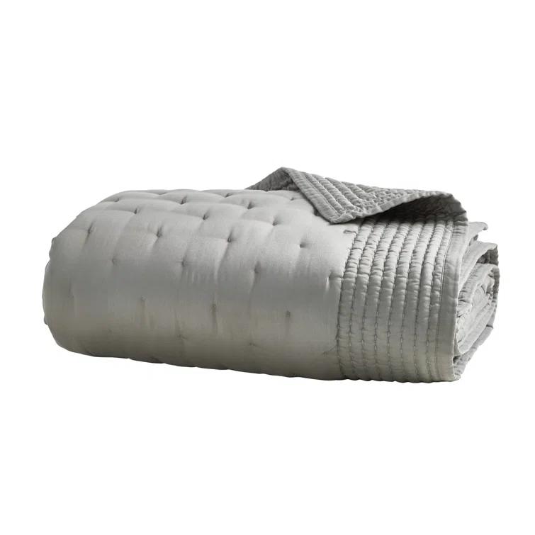Platinum Gray Full Pure Silk Quilt with Polyfill