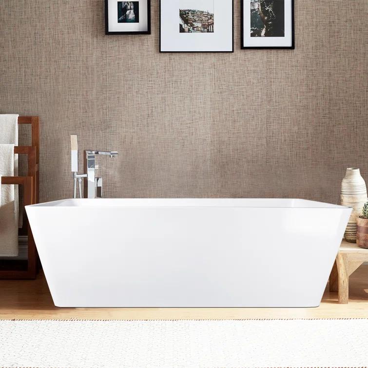 Vanity Art 59'' x 30'' Freestanding Soaking Solid Surface Bathtub VA6914-MS