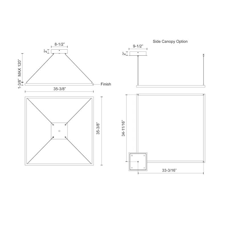 Piazza Dimmable LED Square / Rectangle Chandelier