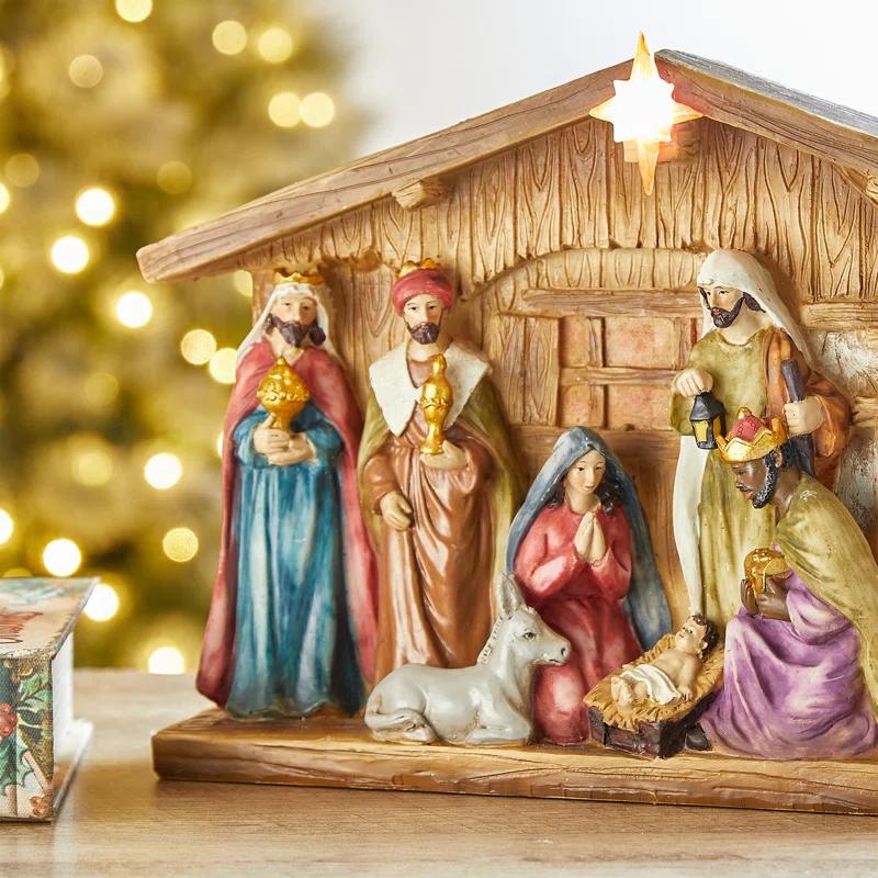The Twillery Co.® 12.5"L Lighted Resin Nativity House