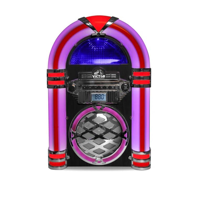 Victor Bluetooth Jukebox Speaker with FM Radio & Multicolor LED Lighting
