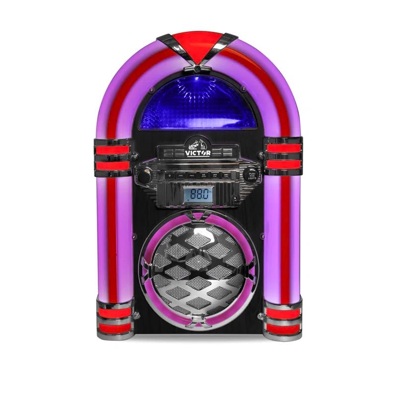 Victor Bluetooth Jukebox Speaker with FM Radio & Multicolor LED Lighting