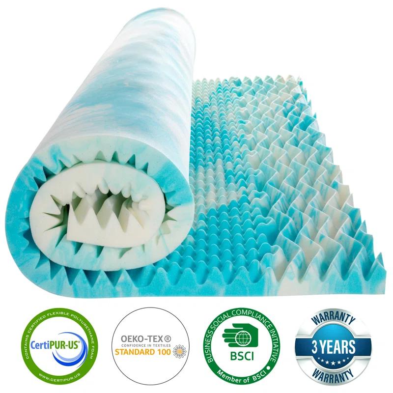 Hangzhou Tomu E-Commerce Co., Ltd. Cooling Touched Reversible 2" Gel Memory Foam Mattress Topper