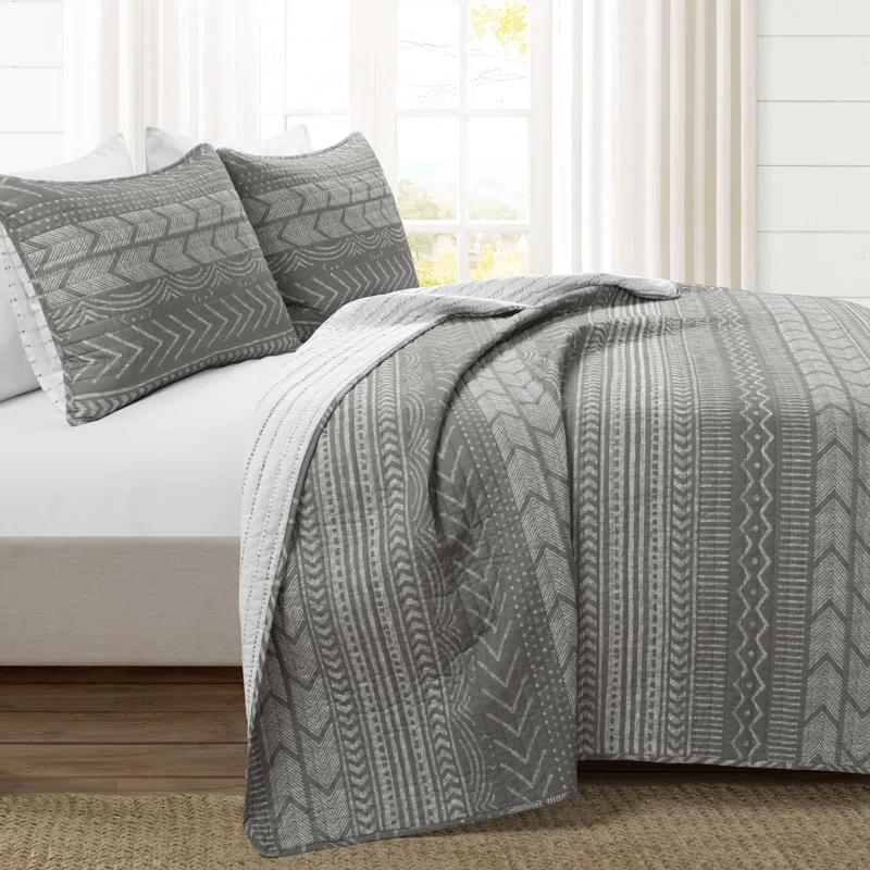 Lush Decor Hygge Geo Reversible Contemporary 3-Piece Quilt Set
