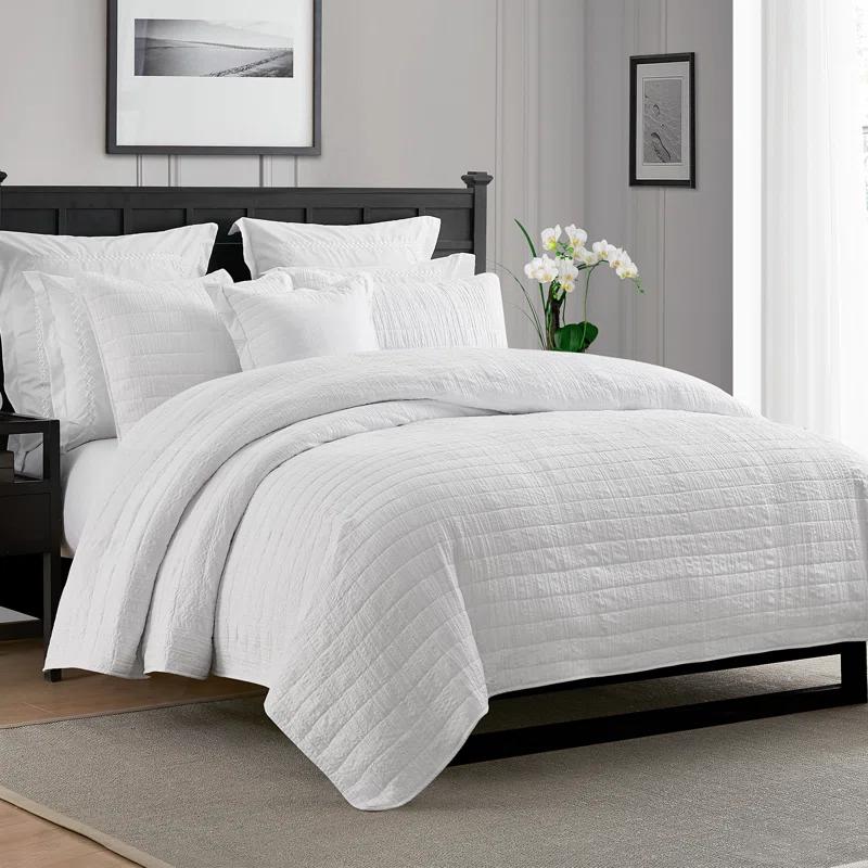 Swift Home Ultra Soft Crinkle Washed Microfiber 3-Piece Quilt Set