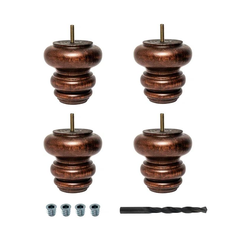 5 in x 4 in Stained Solid Hardwood Round Sofa Leg (Set of 4)