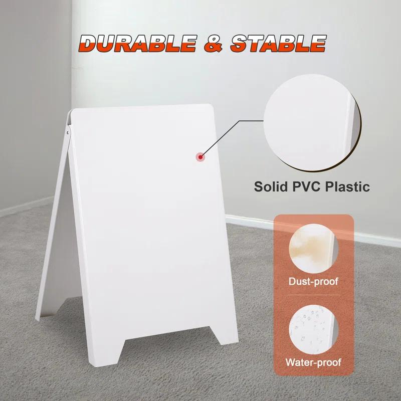 Yescom Double Side Sidewalk A-Frame Sign Sandwich Board PVC White Holds 19 11/16"X32 11/16"Graphic Plastic Panels